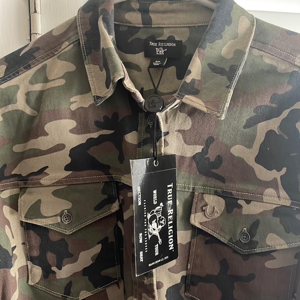 Womens Size Small TRUE RELIGION Camo Printed Georgia Shirt Dress